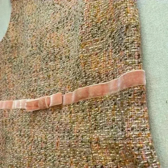 Women’s Sleeveless Winter Tailored‎ Tweed Midi Peach Pastel Classic Dress size4 - Picture 7 of 16